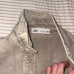 Zara Light Green Denim Romper with Pockets